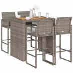 vidaXL 5-delige Tuinbarset zonder kussens poly rattan acacia, Verzenden, Nieuw, Rotan, 4 zitplaatsen