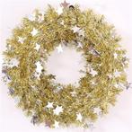 Actie dennenkrans kunst 37cm. tinsel wreath gold/silver with, Ophalen of Verzenden, Nieuw