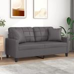 vidaXL Tweezitsbank met sierkussens 140 cm kunstleer grijs, Huis en Inrichting, Banken | Bankstellen, Verzenden, 150 tot 200 cm