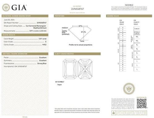 1 pcs Diamant (Natuurlijk) - 2.01 ct - Radiant - E - VVS2 -, Sieraden, Tassen en Uiterlijk, Edelstenen
