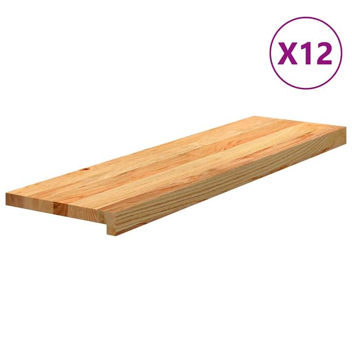 vidaXL Traptreden 12 st 90x25x2 cm massief eikenhout, Doe-het-zelf en Verbouw, Ladders en Trappen, Nieuw, Verzenden