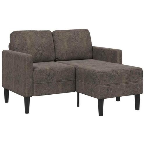 vidaXL 2-zitsbank met chaise longue, L-vormig, donkergrijs,, Huis en Inrichting, Banken | Bankstellen, Nieuw, Leer, Tweepersoons