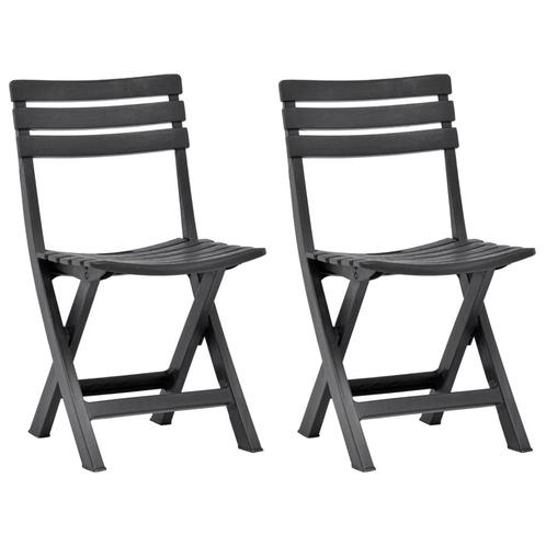vidaXL Tuinstoelen inklapbaar 2 st kunststof antraciet, Tuin en Terras, Tuinstoelen, Nieuw, Kunststof, Verzenden