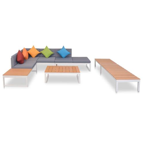 vidaXL 5-delige Loungeset met kussens aluminium en HKC, Tuin en Terras, Tuinsets en Loungesets, Loungeset, Nieuw, 5 zitplaatsen