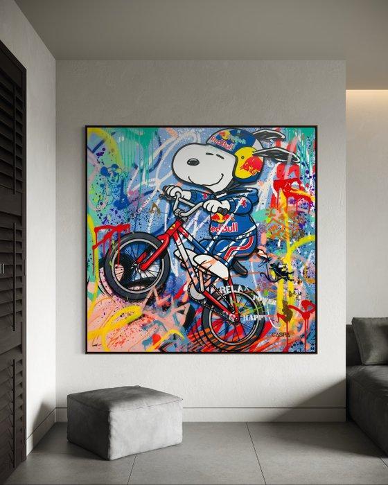 CASPA - Snoopy Red Bull Mountain Bike, Antiek en Kunst, Kunst | Schilderijen | Modern