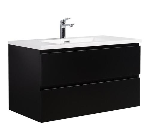 Badkamermeubel Set Angela 90cm Mat Zwart Badmeubel, Huis en Inrichting, Badkamer | Badkamermeubels, Nieuw, Wastafelkast, Verzenden