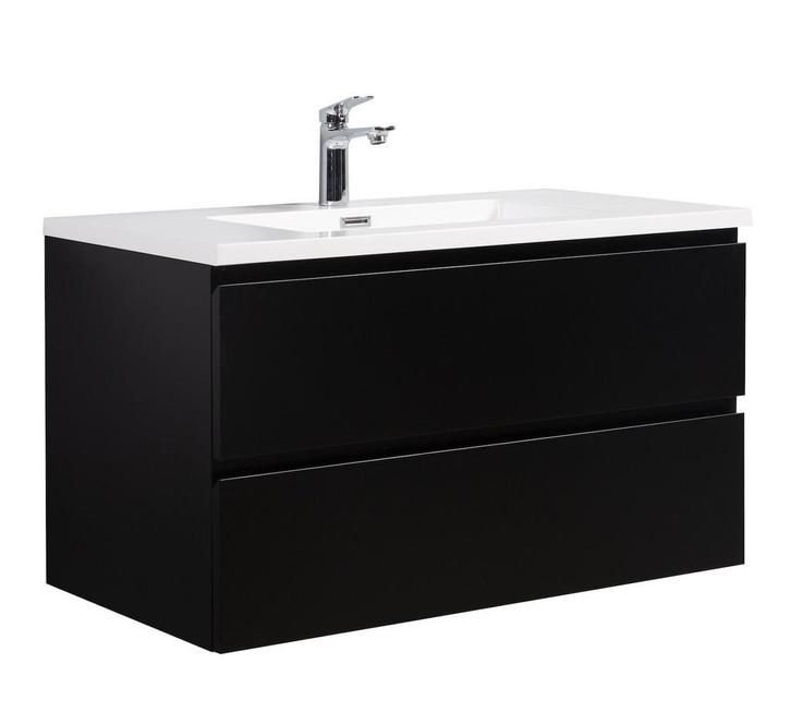 Badkamermeubel Set Angela 90cm Mat Zwart Badmeubel, Huis en Inrichting, Badkamer | Badkamermeubels, Nieuw, Wastafelkast, Verzenden