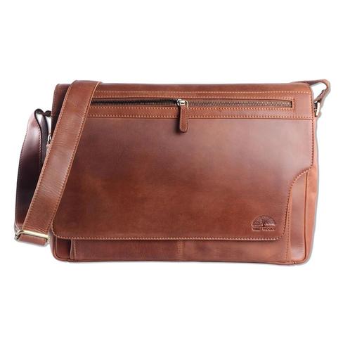 WILD WOODS Leren Messenger 15,6 inch Laptoptas Cognac, Computers en Software, Laptoptassen, Nieuw, Verzenden