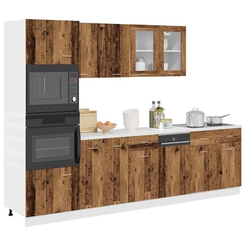 vidaXL 7-delige Keukenkastenset Lyon bewerkt hout oud, Huis en Inrichting, Keuken | Keukenelementen, Bruin, Nieuw, Verzenden
