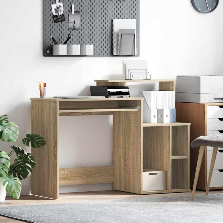 vidaXL Bureau met lade Sonoma Eiken 120,5 x 44 x 88,5 cm, Huis en Inrichting, Bureaus, Nieuw, Verzenden