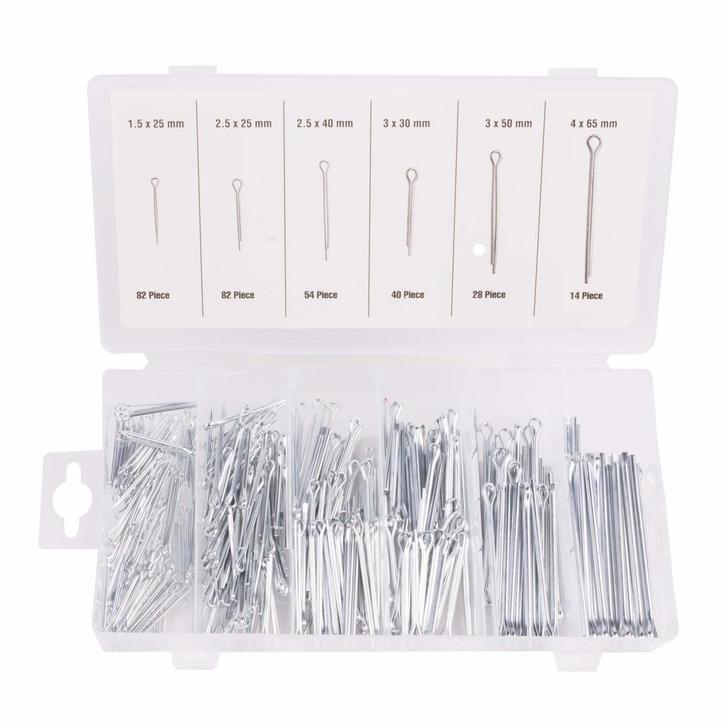 Benson Assortimentsdoos splitpennen - 300-delig - verzink..., Doe-het-zelf en Verbouw, IJzerwaren en Bevestigingsmiddelen, Nieuw