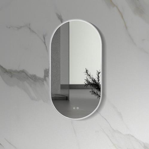 LINA | LED Spiegel ovaal | GEBORSTELD RVS | 100x50cm, Huis en Inrichting, Woonaccessoires | Spiegels, Ovaal, Nieuw, 100 tot 150 cm