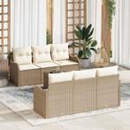 vidaXL Tuin Sofa Set met kussen 7 pcs Beige en Crème 55 x 55, Verzenden, Nieuw, Rotan