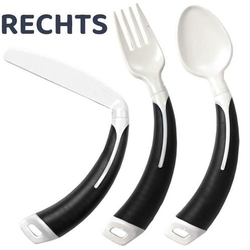 Bestekset gebogen 3-delig zwart - Aangepast bestek, Diversen, Verpleegmiddelen, Ophalen of Verzenden