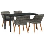 vidaXL Tuin eettafelset met kussen 5 pcs Grijs poly rattan, Tuin en Terras, Verzenden, Nieuw, Rotan