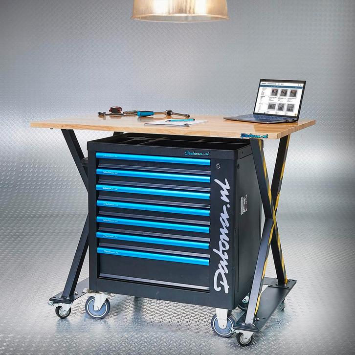 Datona Industriële werktafel 120 cm en gereedschapswagen -, Doe-het-zelf en Verbouw, Werkbanken, Nieuw, Ophalen of Verzenden
