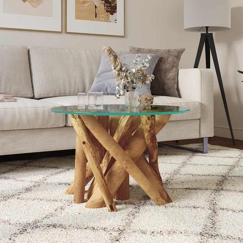 vidaXL Salontafel 60 cm massief teak drijfhout, Huis en Inrichting, Tafels | Salontafels, Nieuw, 50 tot 100 cm, Teakhout, Minder dan 50 cm