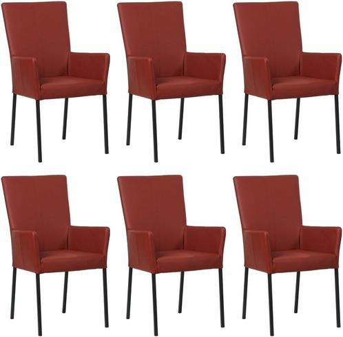 Set van 6 Leren eetkamerstoelen - met armleuning - Echt leer, Huis en Inrichting, Stoelen, Vijf, Zes of meer stoelen, Overige kleuren