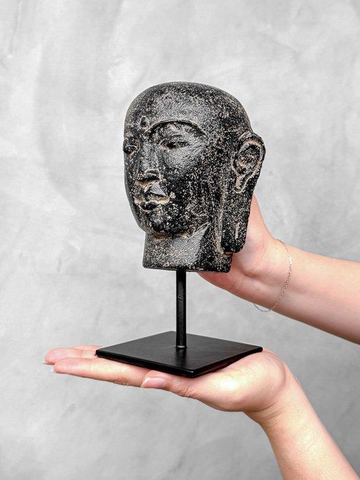 Beeld, NO RESERVE PRICE - Lavastone Budha Head on a custom, Antiek en Kunst, Kunst | Designobjecten