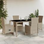 vidaXL 5-delige Tuinset met kussens poly rattan beige, Tuin en Terras, Tuinsets en Loungesets, Verzenden, Nieuw, Rotan, Tuinset