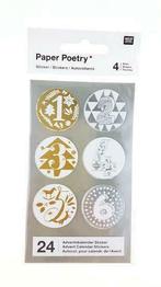 Paper Poetry Adventskalender stickers goud/zilver 24st., Nieuw, Verzenden