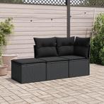 vidaXL 3-delige Loungeset met kussens poly rattan zwart, Verzenden, Nieuw, Rotan, Loungeset