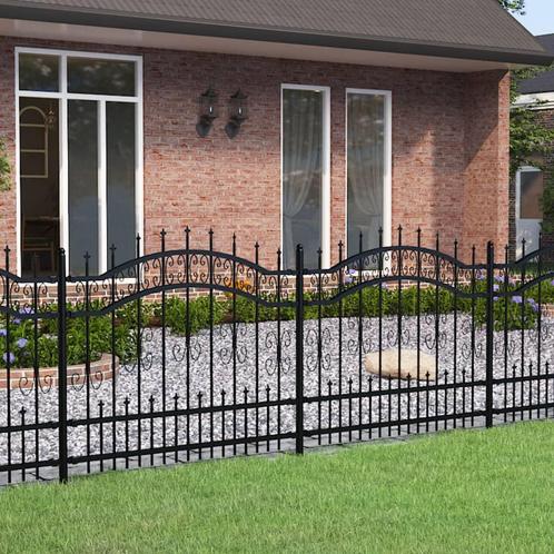 vidaXL Tuinhek met spijlpunten 140 cm gepoedercoat staal, Tuin en Terras, Schuttingen, Nieuw, IJzer, Verzenden