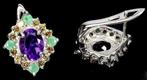 Zonder Minimumprijs - Oorbellen Zilver Amethist - Emerald,, Nieuw