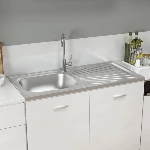 vidaXL Gootsteen met afvoerset 1000x500x155 mm roestvrij, Doe-het-zelf en Verbouw, Sanitair, Nieuw, Verzenden