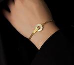 Goudkleurige armband met parelmoer en zirkonia, Nieuw