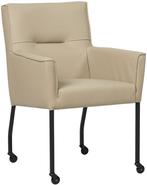 Taupe leren moderne eetkamerstoel - Toledo Leer Mastic (taup, Huis en Inrichting, Stoelen, Overige kleuren, Nieuw, Leer, Ophalen of Verzenden