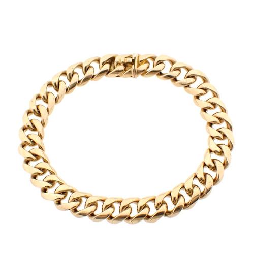 18 Krt. Gouden gourmet schakel armband | 20,5 cm, Sieraden, Tassen en Uiterlijk, Armbanden, Overige kleuren, Gebruikt, Goud, Ophalen of Verzenden