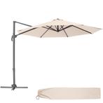 Parasol Ø 300cm met voetpedaal en beschermhoes - beige, Tuin en Terras, Nieuw, Verzenden