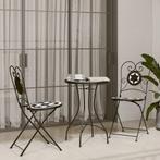 vidaXL Bistroset mozaïek ijzer en keramiek zwart en wit, Tuin en Terras, Tuinsets en Loungesets, Verzenden, Nieuw, Overige materialen