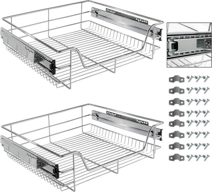 Keukenlade - Telescopische lade - 60 cm - 2 stuks - RVS - Ar, Huis en Inrichting, Overige Huis en Inrichting, Nieuw, Verzenden
