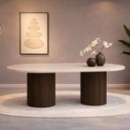 Ovale Travertin Eettafel – Japandi Design – 200 cm – €599, Overige materialen, 100 tot 150 cm, Verzenden, Vijf personen of meer