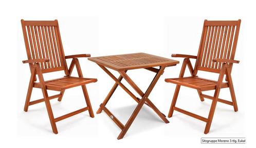 Tuinset inklapbaar Moreno 3-delig eucalyptushout FSC-gece..., Tuin en Terras, Tuinsets en Loungesets, Nieuw, Verzenden