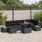 vidaXL Tuin Sofa Set met opslag 8 pcs Zwart Poly riet, Verzenden, Nieuw, Rotan