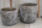 Ronde grote stenen pot Old brown 22 x 24 cm, Nieuw, Ophalen of Verzenden