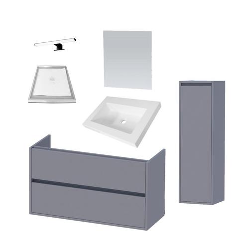 Badkamermeubelset NEXXT Small 100cm Mat Grijs, Doe-het-zelf en Verbouw, Sanitair, Bad, Nieuw, Ophalen of Verzenden