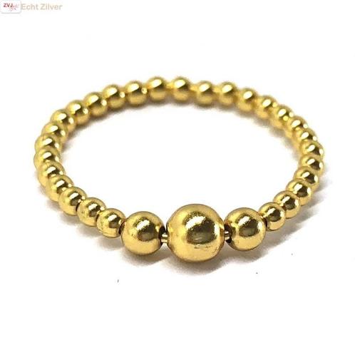 Gold plated zilveren balletjes ring ringmaat 16, Sieraden, Tassen en Uiterlijk, Ringen, Nieuw, Verzenden