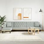 vidaXL Slaapbank L-vormig 271x140x70 cm fluweel lichtgrijs, Huis en Inrichting, Verzenden, Nieuw, Stof, Minder dan 150 cm