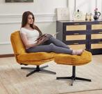 Nieuw Moderne Lounge Stoel met Kruk – Groen, Geel – Chaise, Huis en Inrichting, Verzenden, Ergonomisch, Nieuw
