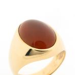 Gouden heren ring met sarder (vintage, heren sieraden), Sieraden, Tassen en Uiterlijk, Ringen, Gebruikt, Overige kleuren, 20 of groter