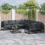 vidaXL Tuin Sofa Set met kussen 9 pcs Zwart Aluminium, Verzenden, Nieuw, Aluminium
