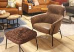 SALE | Lisanne Fauteuil | Leder Africa | Incl Hocker in stof, Leer, Nieuw, 75 tot 100 cm, 50 tot 75 cm