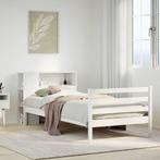 vidaXL Bed met boekenkast zonder matras grenenhout wit, Huis en Inrichting, Verzenden, Nieuw, Wit, Hout