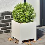 vidaXL Plantenbakken 2 st 30x30x30 cm staal wit, Tuin en Terras, Bloembakken en Plantenbakken, Verzenden, Nieuw, Metaal