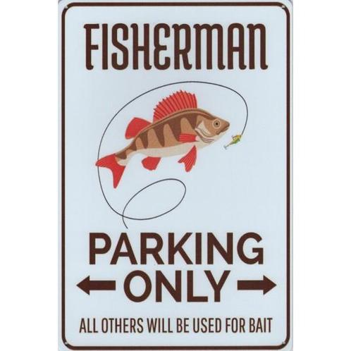 Wandbord -  Parking Only Fisherman - Vis - Visser, Huis en Inrichting, Woonaccessoires | Wanddecoraties, Nieuw, Ophalen of Verzenden