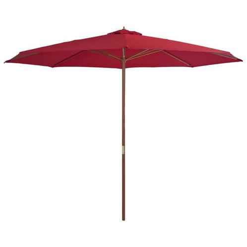 vidaXL Parasol met houten paal 350 cm bordeauxrood, Tuin en Terras, Parasols, Nieuw, 3 tot 4 meter, Verzenden